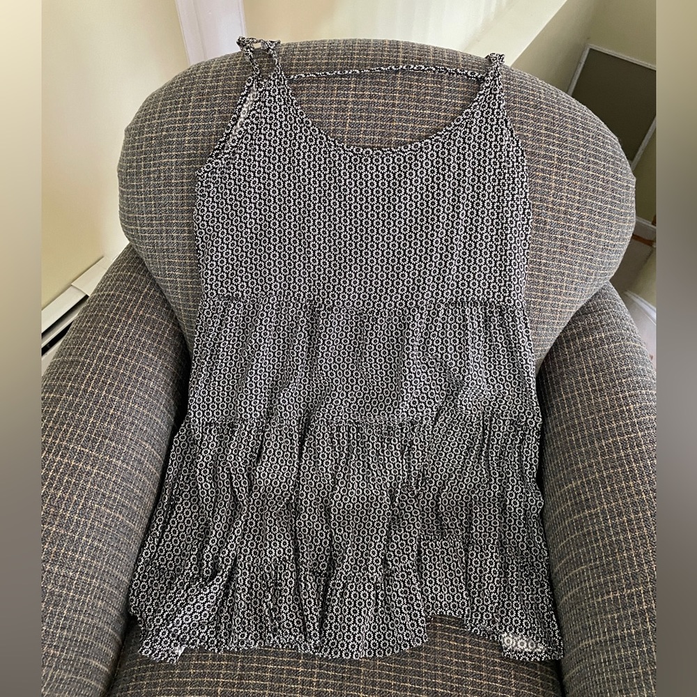 Brandy melville black and white floral sundress mini backless adjustable straps